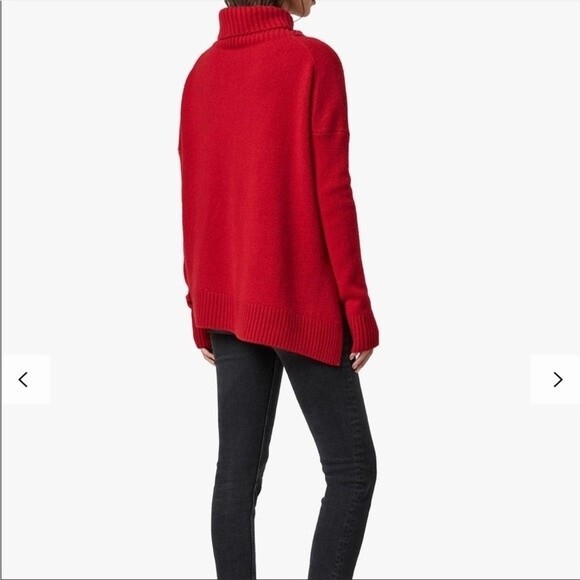 AllSaints Witby Roll Neck Asymmetric Cashmere Sweater in Rare Red Color Medium - Picture 2 of 11